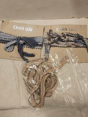 Chan Luu Beaded Silk Chiffon Fabric Ribbon Wrap Bracelet Lot of 3 NWT